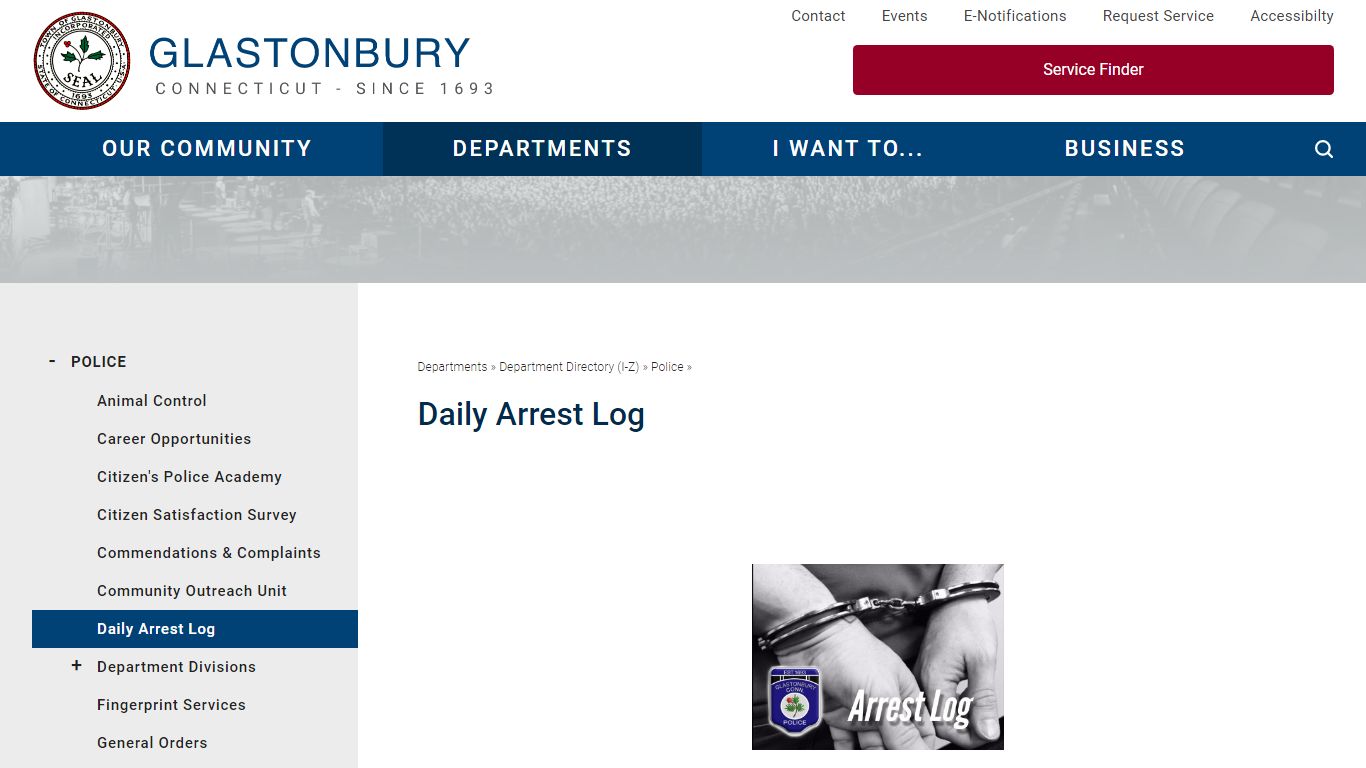 Daily Arrest Log | Glastonbury, CT